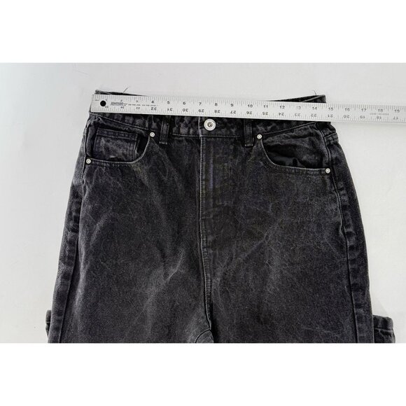 Boohoo Women’s Tapered Black 100% Cotton High Rise Jeans Sz 8 Mom Jeans 90’s - Picture 7 of 9